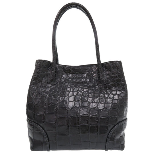 Kitamura Tote Bag Matt Croco black Matte Crocodile Tote Bag Women Used Authentic