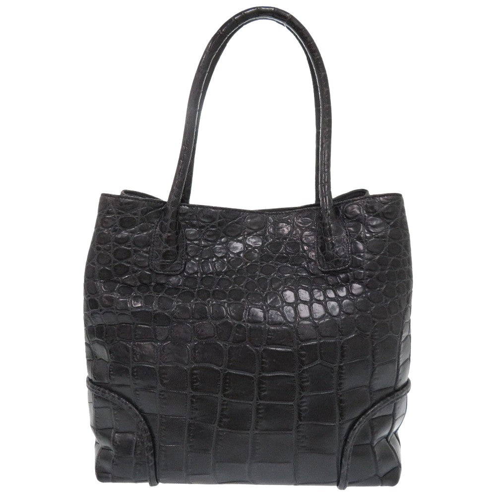 Kitamura Tote Bag Matt Croco black Matte Crocodile Tote Bag Women Used Authentic