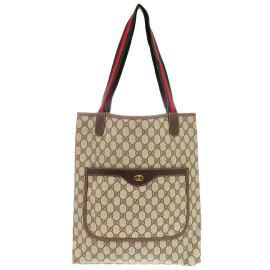 GUCCI Tote Bag 39 002 4487 PVC beige Old Gucci Shelly GG mens Used Authentic