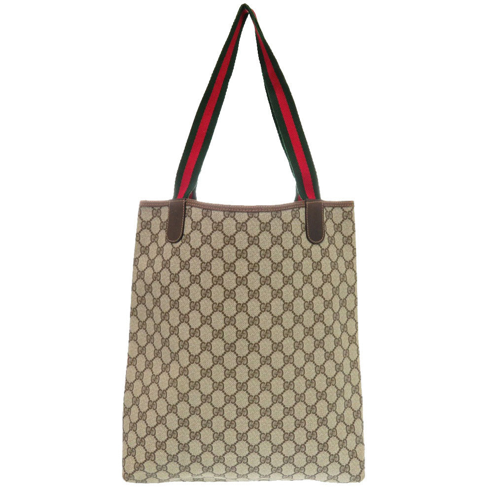 GUCCI Tote Bag 39 002 4487 PVC beige Old Gucci Shelly GG mens Used Authentic