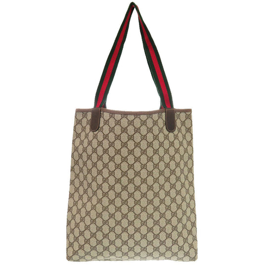 GUCCI Tote Bag 39 002 4487 PVC beige Old Gucci Shelly GG mens Used Authentic