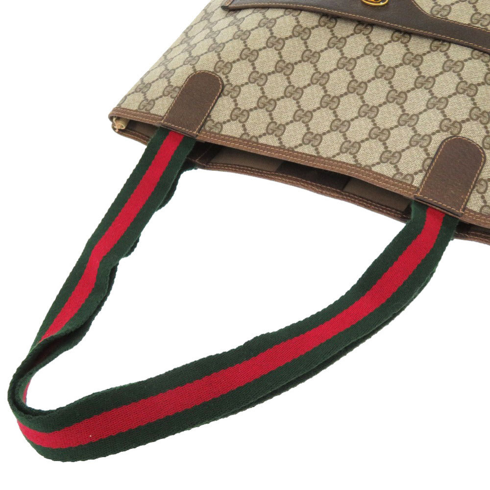 GUCCI Tote Bag 39 002 4487 PVC beige Old Gucci Shelly GG mens Used Authentic