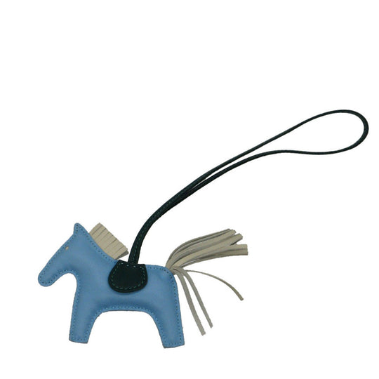 HERMES key ring leather Celeste Rodeo PM charm Women Used Authentic