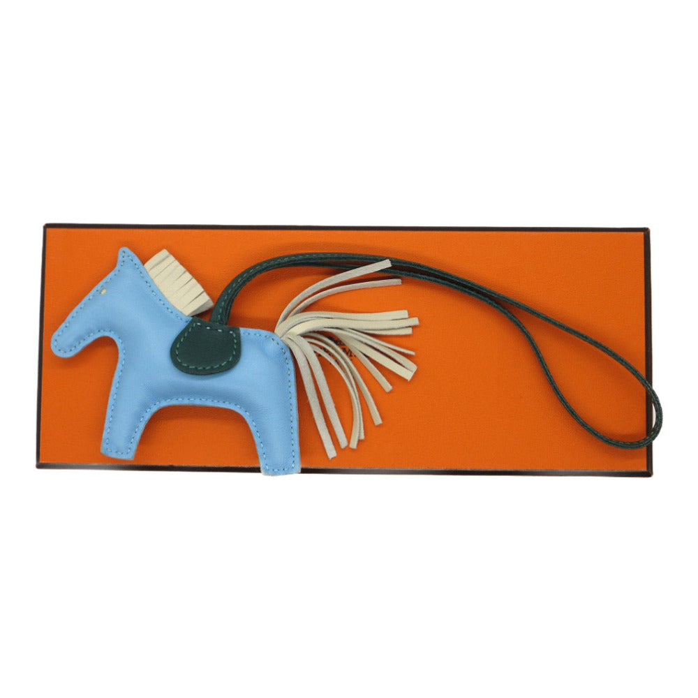 HERMES key ring leather Celeste Rodeo PM charm Women Used Authentic
