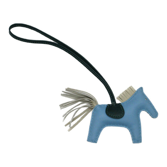HERMES key ring leather Celeste Rodeo PM charm Women Used Authentic