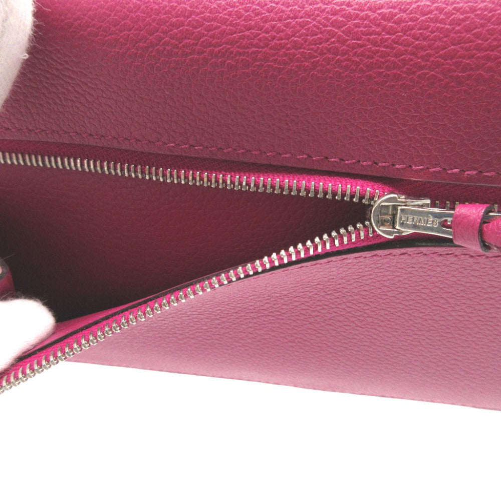 HERMES Long Wallet Purse Evercolor Rose purple Dogon Long Women Used Authentic