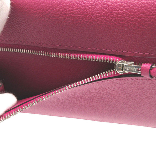 HERMES Long Wallet Purse Evercolor Rose purple Dogon Long Women Used Authentic