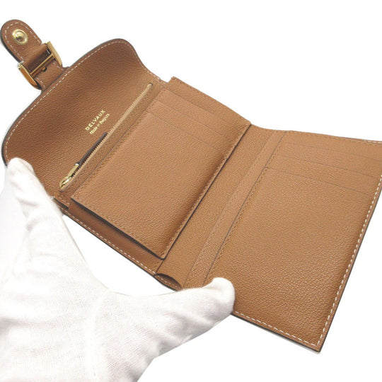 DELVAUX Tri-fold wallet AB0493AAUO leather Brown Brillon Women Used Authentic