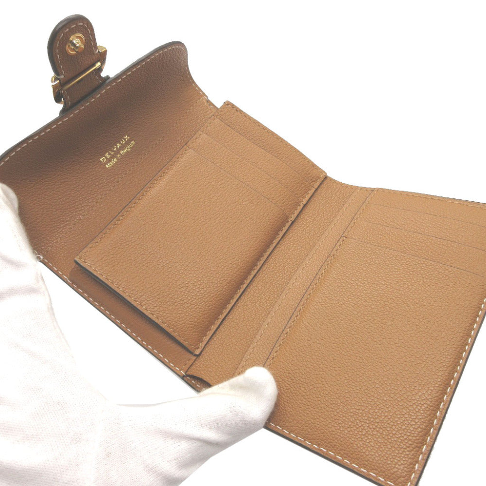 DELVAUX Tri-fold wallet AB0493AAUO leather Brown Brillon Women Used Authentic