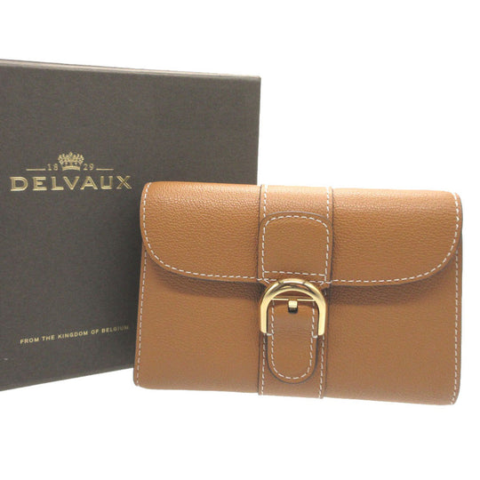 DELVAUX Tri-fold wallet AB0493AAUO leather Brown Brillon Women Used Authentic