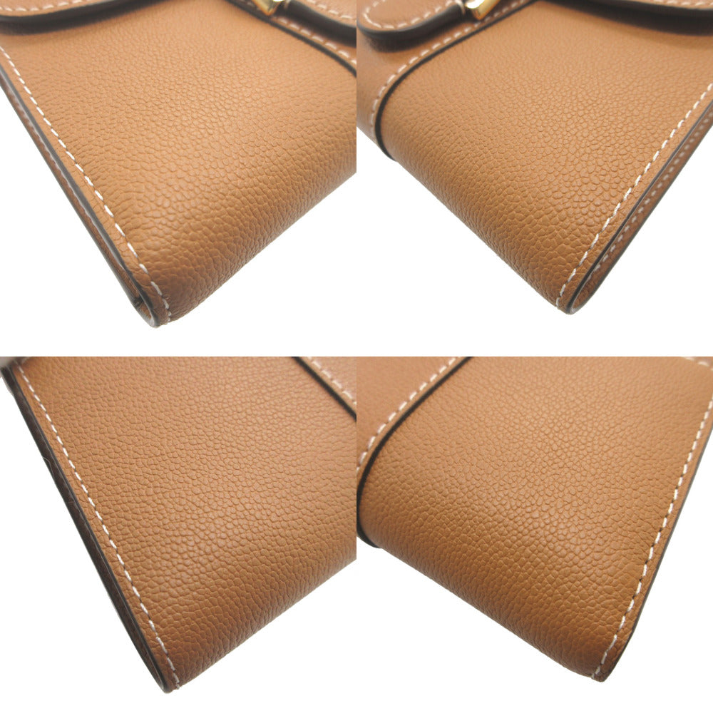 DELVAUX Tri-fold wallet AB0493AAUO leather Brown Brillon Women Used Authentic