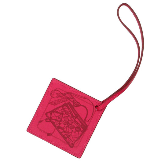HERMES key ring Vaux Swift Rose mexico Carre Nano Charm Women Used Authentic