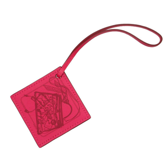 HERMES key ring Vaux Swift Rose mexico Carre Nano Charm Women Used Authentic
