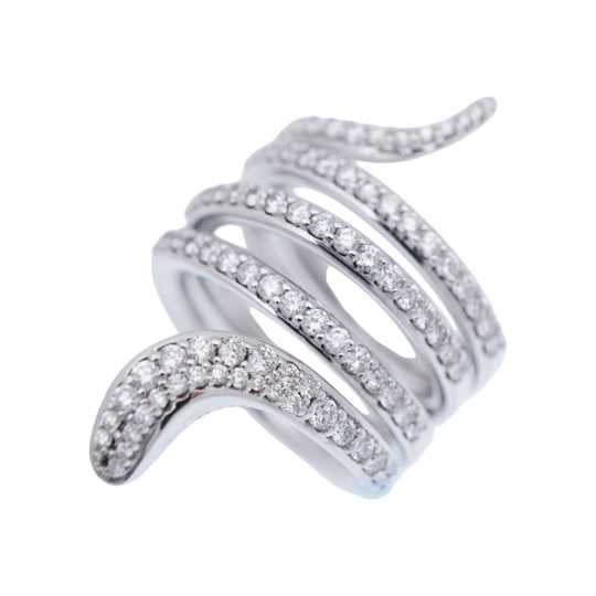 Damiani Ring K18 White Gold, Diamond clear Eden Women 1 Used Authentic