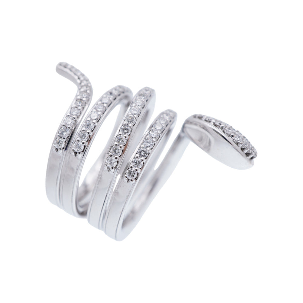 Damiani Ring K18 White Gold, Diamond clear Eden Women 1 Used Authentic