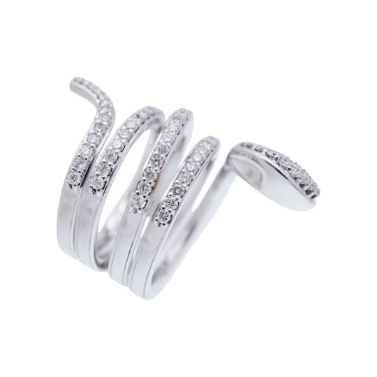 Damiani Ring K18 White Gold, Diamond clear Eden Women 1 Used Authentic