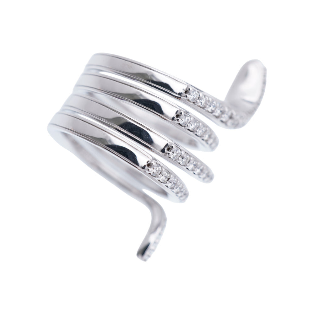 Damiani Ring K18 White Gold, Diamond clear Eden Women 1 Used Authentic