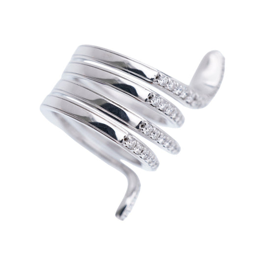 Damiani Ring K18 White Gold, Diamond clear Eden Women 1 Used Authentic