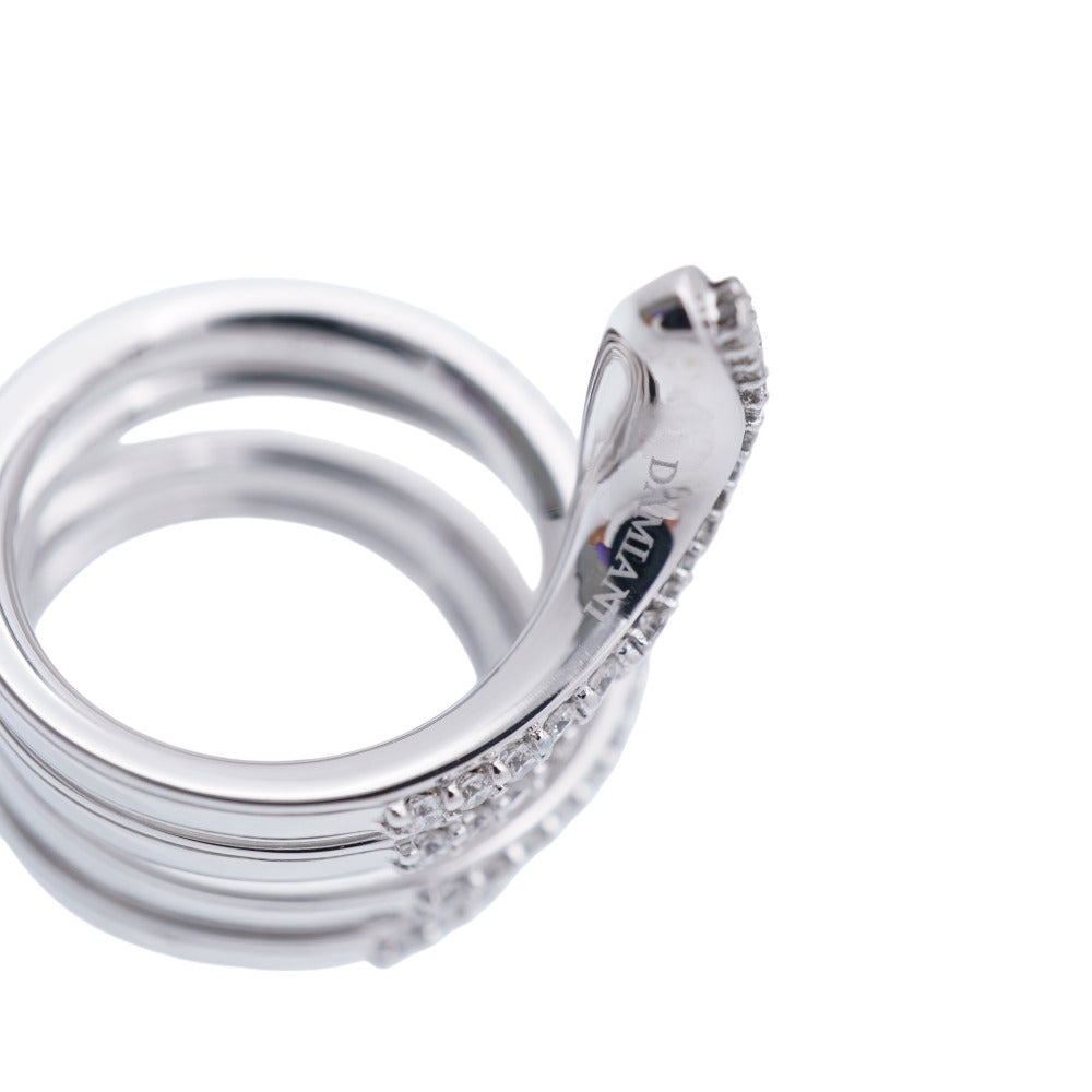 Damiani Ring K18 White Gold, Diamond clear Eden Women 1 Used Authentic