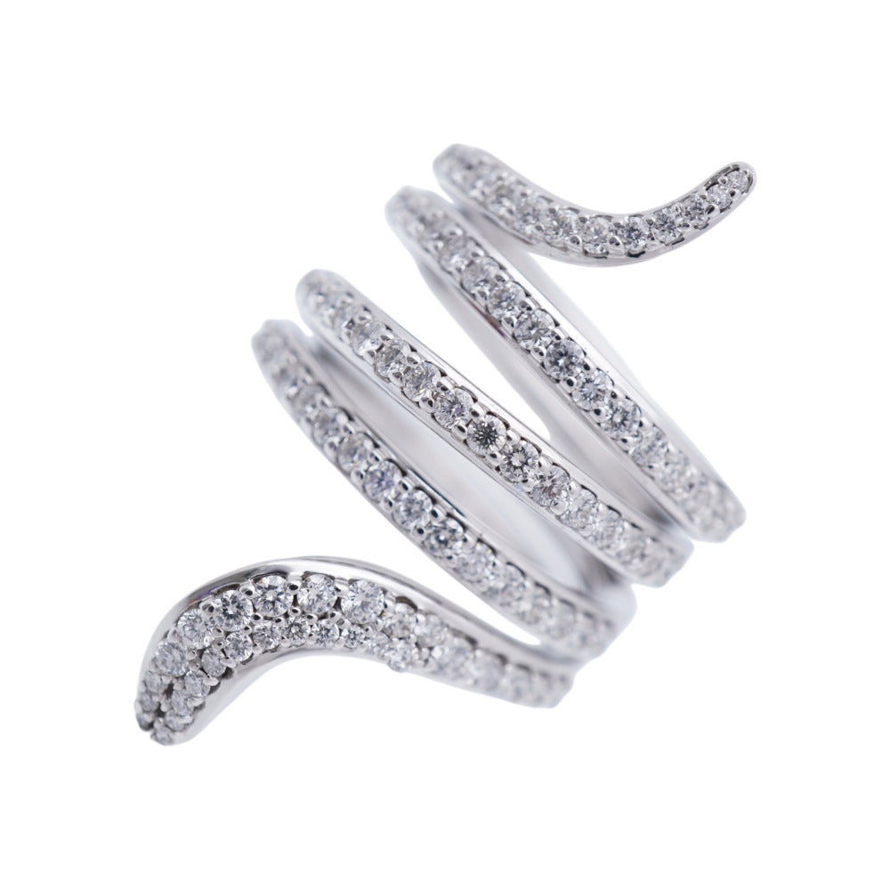 Damiani Ring K18 White Gold, Diamond clear Eden Women 1 Used Authentic