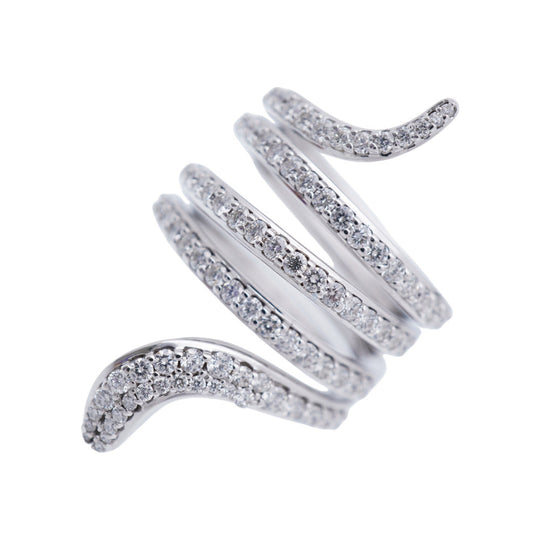 Damiani Ring K18 White Gold, Diamond clear Eden Women 1 Used Authentic