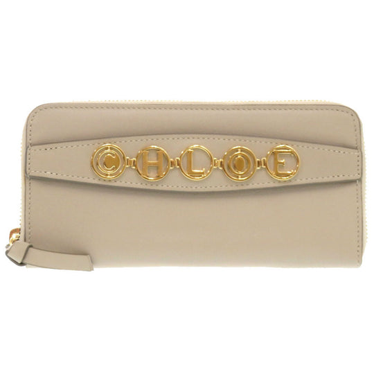 Chloe Long Wallet Purse leather beige Women Used Authentic
