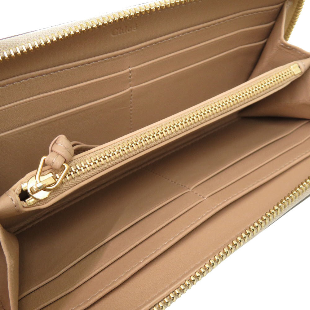 Chloe Long Wallet Purse leather beige Women Used Authentic