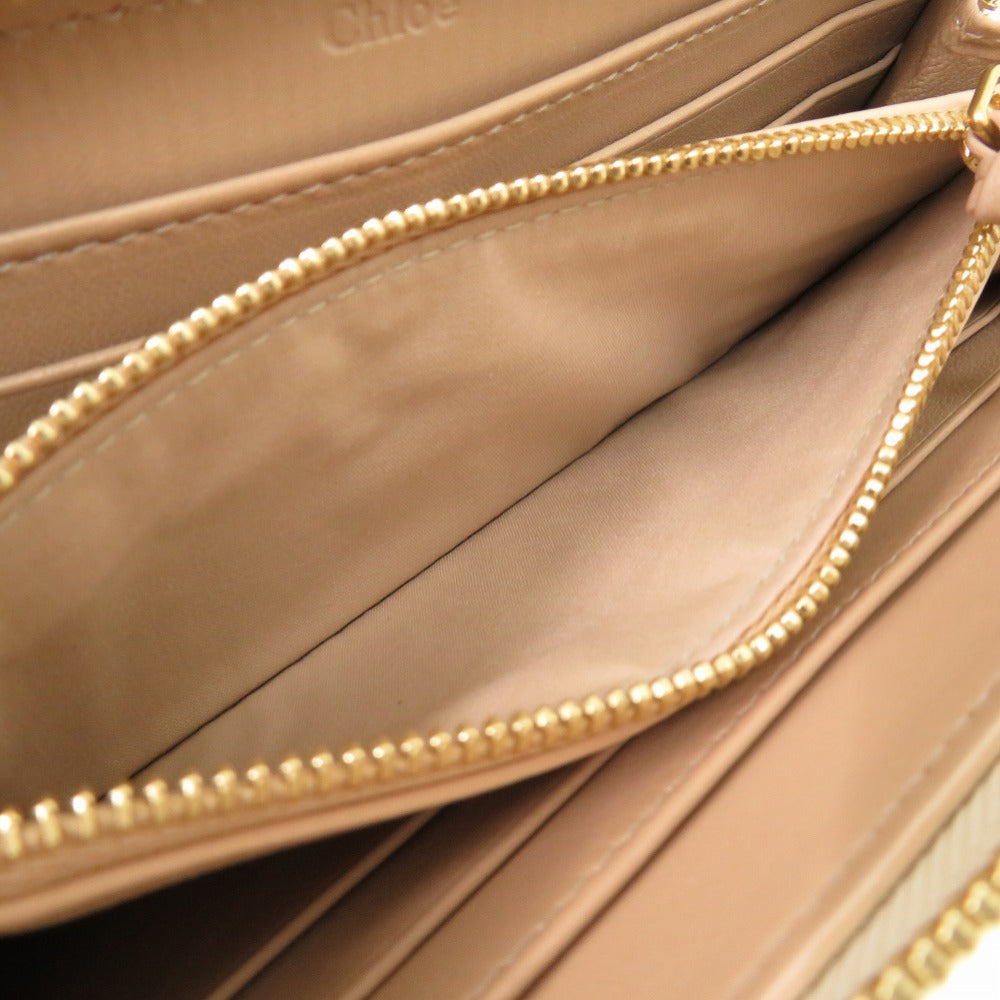 Chloe Long Wallet Purse leather beige Women Used Authentic