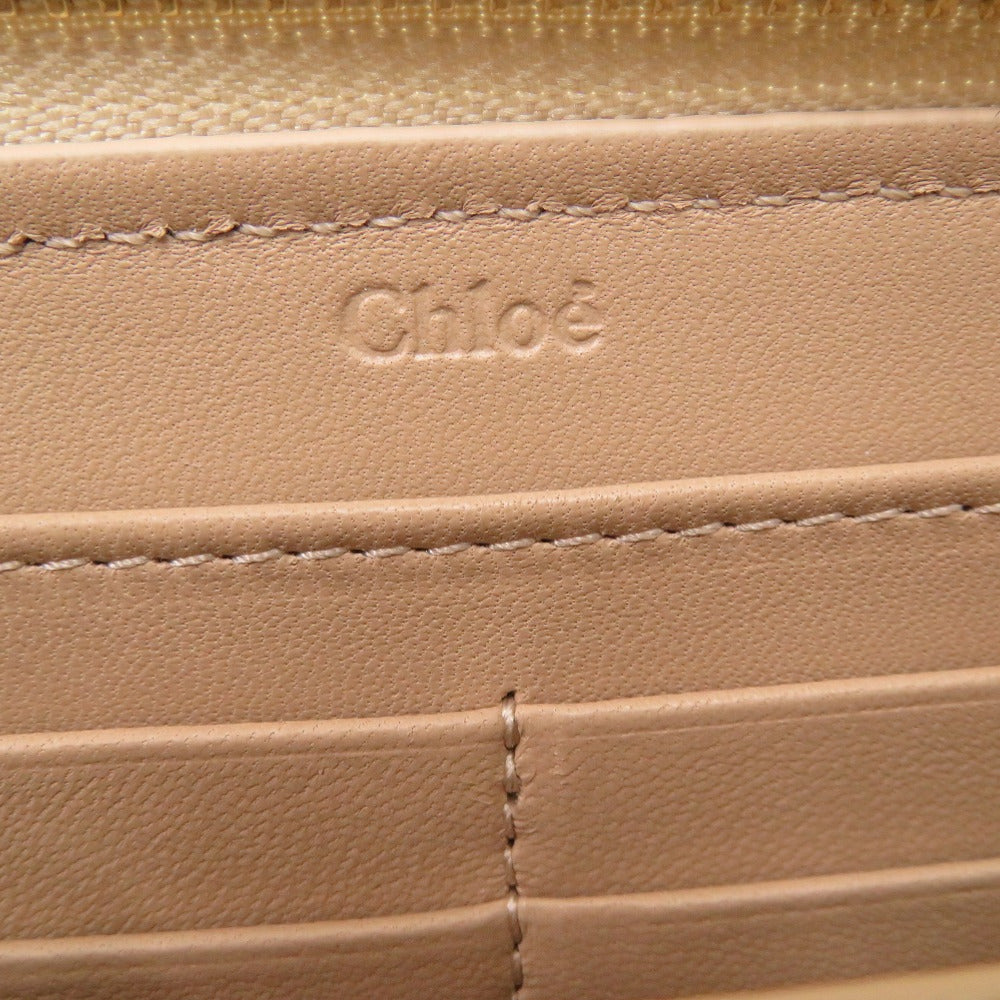 Chloe Long Wallet Purse leather beige Women Used Authentic