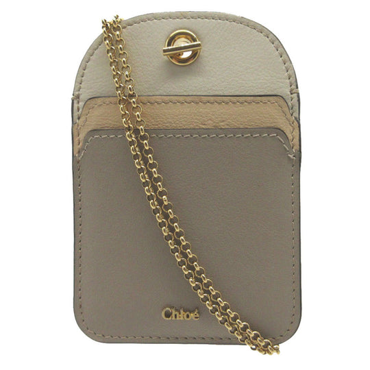 Chloe Card Case leather beige WALDEN Women Used Authentic