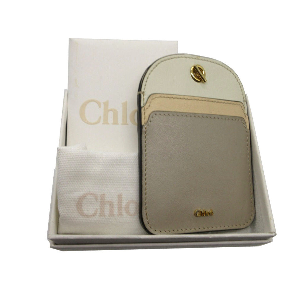 Chloe Card Case leather beige WALDEN Women Used Authentic