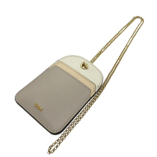 Chloe Card Case leather beige WALDEN Women Used Authentic