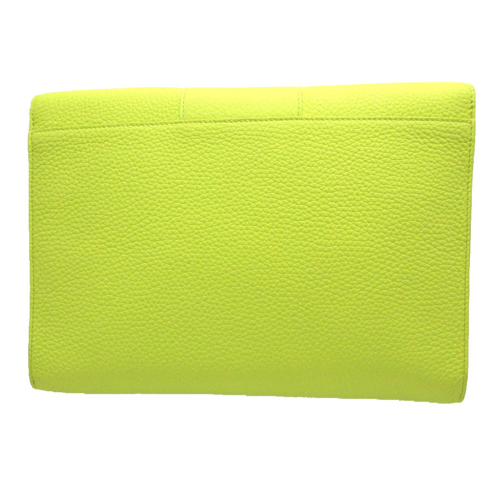 DELVAUX Clutch bag Leather, Taurillon Clemence Leather lime green Presse A5 Women Used Authentic