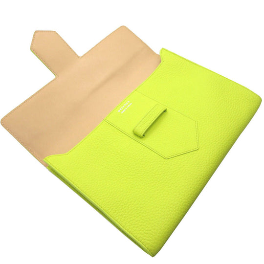 DELVAUX Clutch bag Leather, Taurillon Clemence Leather lime green Presse A5 Women Used Authentic