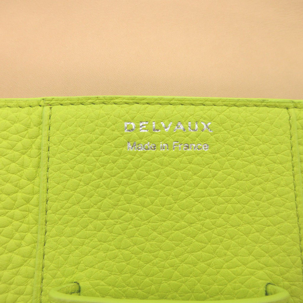 DELVAUX Clutch bag Leather, Taurillon Clemence Leather lime green Presse A5 Women Used Authentic