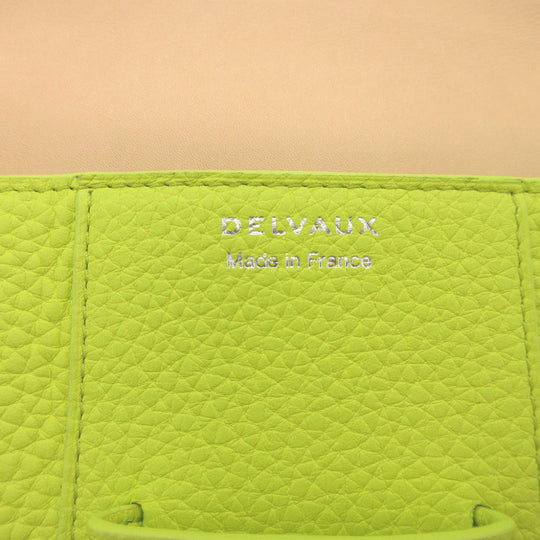 DELVAUX Clutch bag Leather, Taurillon Clemence Leather lime green Presse A5 Women Used Authentic