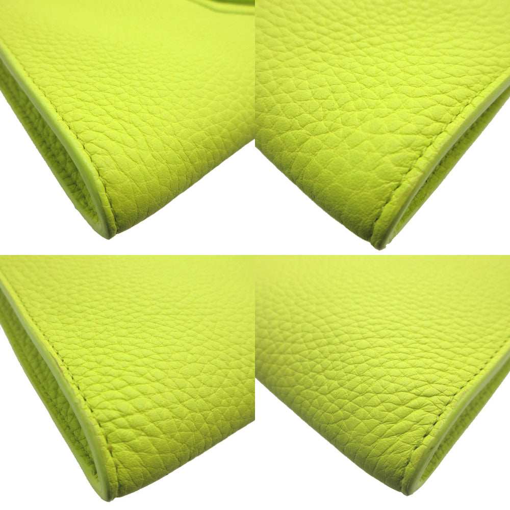 DELVAUX Clutch bag Leather, Taurillon Clemence Leather lime green Presse A5 Women Used Authentic