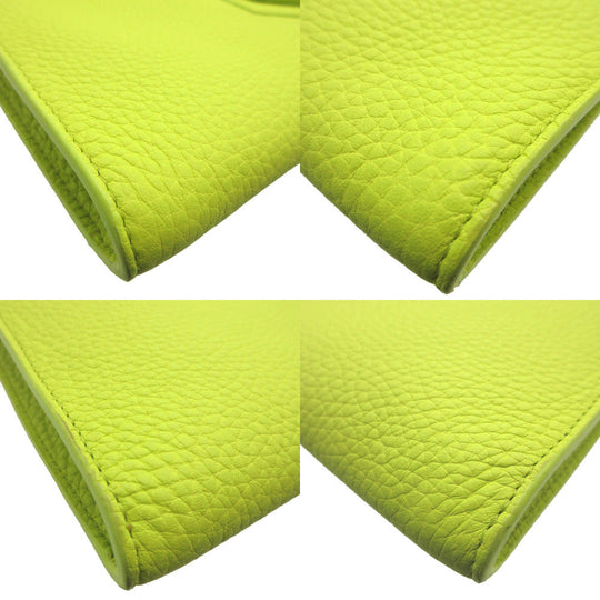 DELVAUX Clutch bag Leather, Taurillon Clemence Leather lime green Presse A5 Women Used Authentic