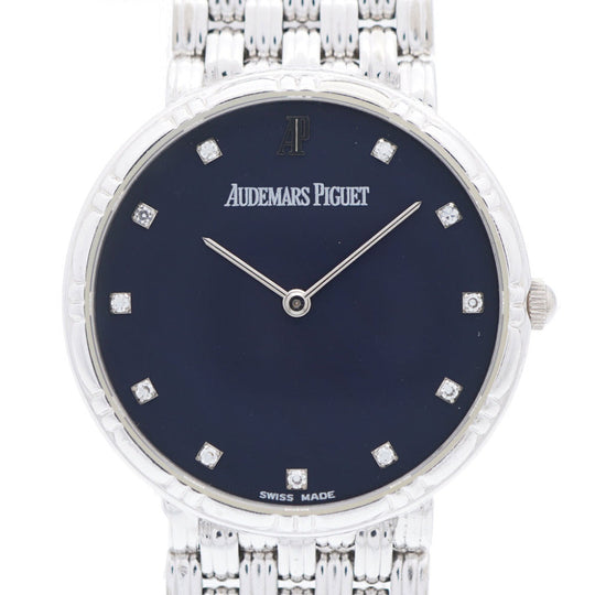 AUDEMARS PIGUET Watches Hand Winding K18 White Gold, Diamond black Hand Winding 11P Diamonds, Solid Gold black dial mens Used Authentic