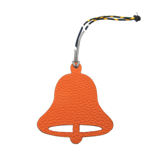 HERMES key ring Epsom , Taurillon Clemence Orange Bag charm bell Petit Ash Women Used Authentic