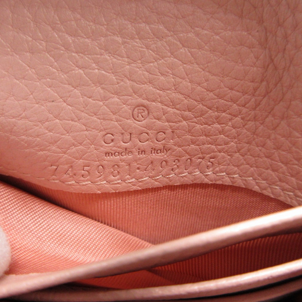 GUCCI Bifold Wallet 745981 leather pink Compact wallet Horsebit Women Used Authentic