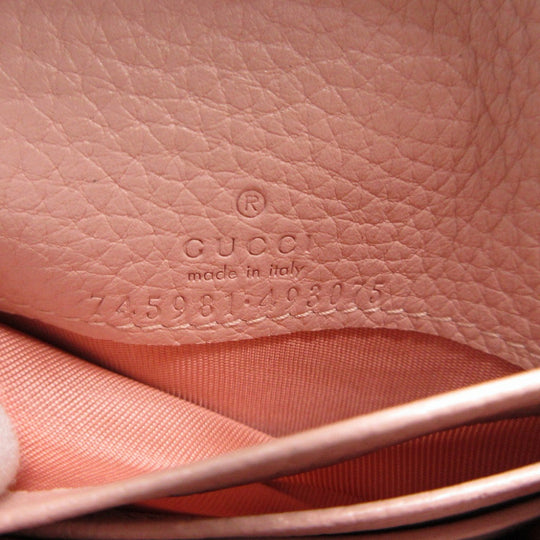 GUCCI Bifold Wallet 745981 leather pink Compact wallet Horsebit Women Used Authentic