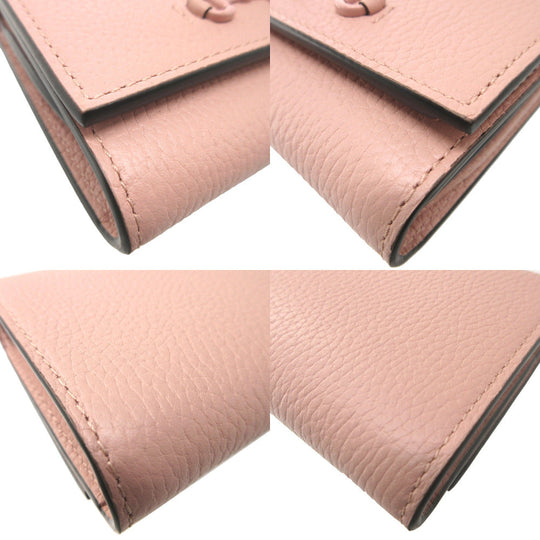 GUCCI Bifold Wallet 745981 leather pink Compact wallet Horsebit Women Used Authentic