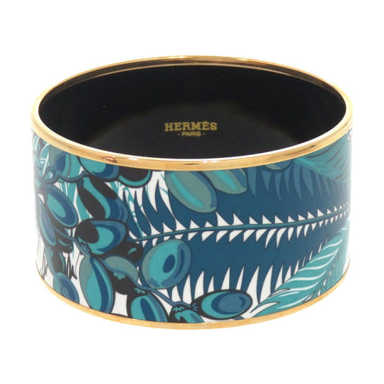 HERMES Bangle metal green Seven-packed baked goods Emile TGM Women Used Authentic