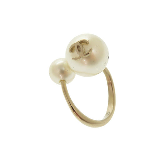 CHANEL Ring Metal, Faux Pearl gold COCO Mark Women Used Authentic