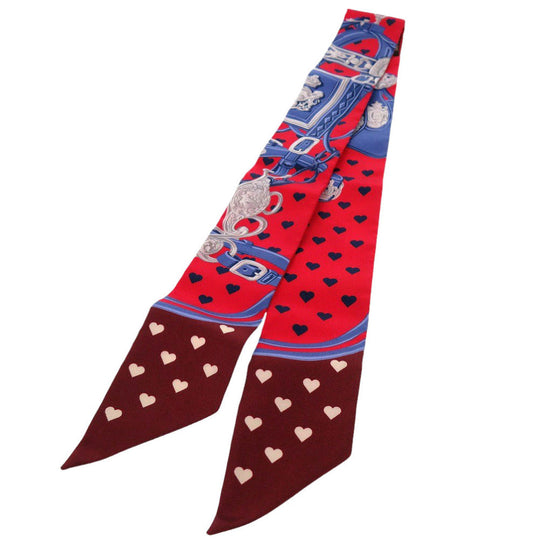 HERMES scarf silk Rouge Twilly BRIDES de GALA LOVE Women Used Authentic