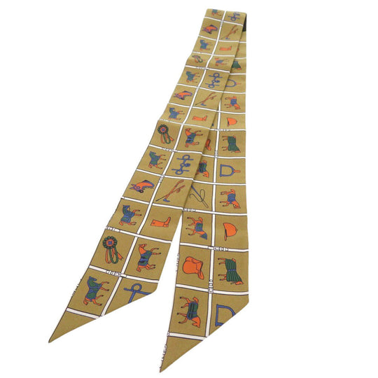HERMES scarf silk Ocher Twilly Twilly Couvertures et Tenues de Jour Mordore Women Used Authentic