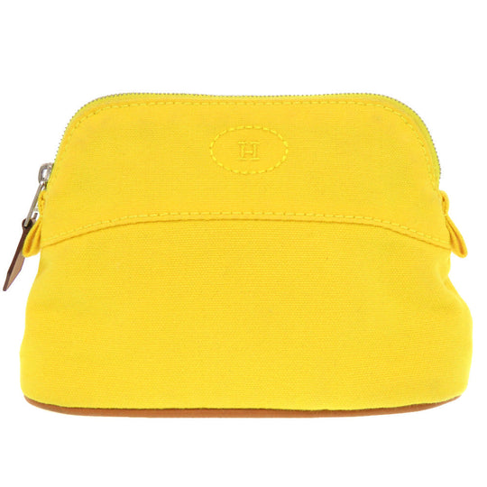 HERMES Pouch cotton yellow Boride pouch mini mini Women Used Authentic