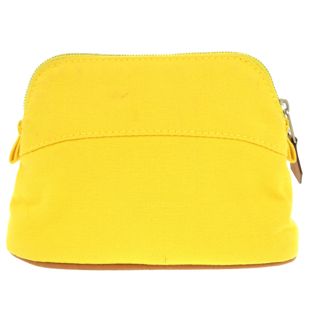 HERMES Pouch cotton yellow Boride pouch mini mini Women Used Authentic