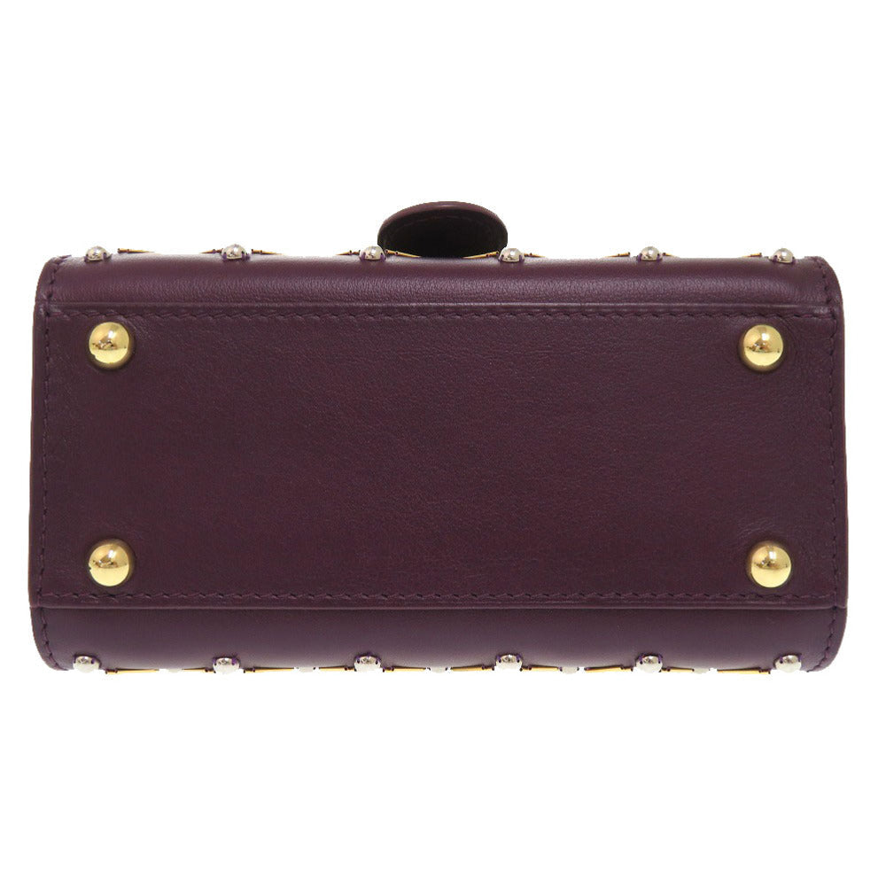 DELVAUX Handbag leather prune Couture Exclusive Collection Christmas Limited Edition Brillant Micro Queen of Desire Women Used Authentic